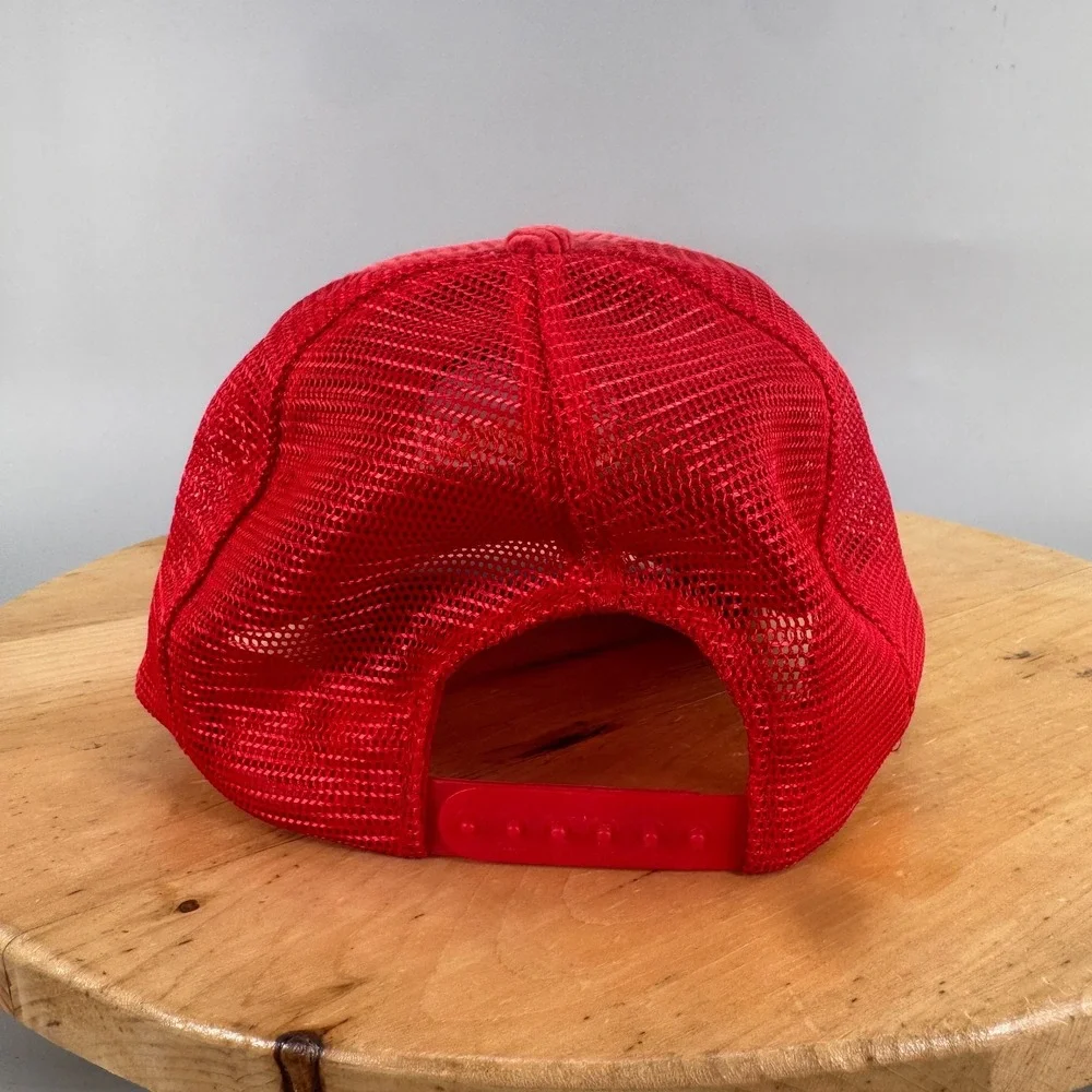 Vintage 1980's Hawaii Rainbow Corduroy Mesh Trucker Snapback Hat Red Hawaiian